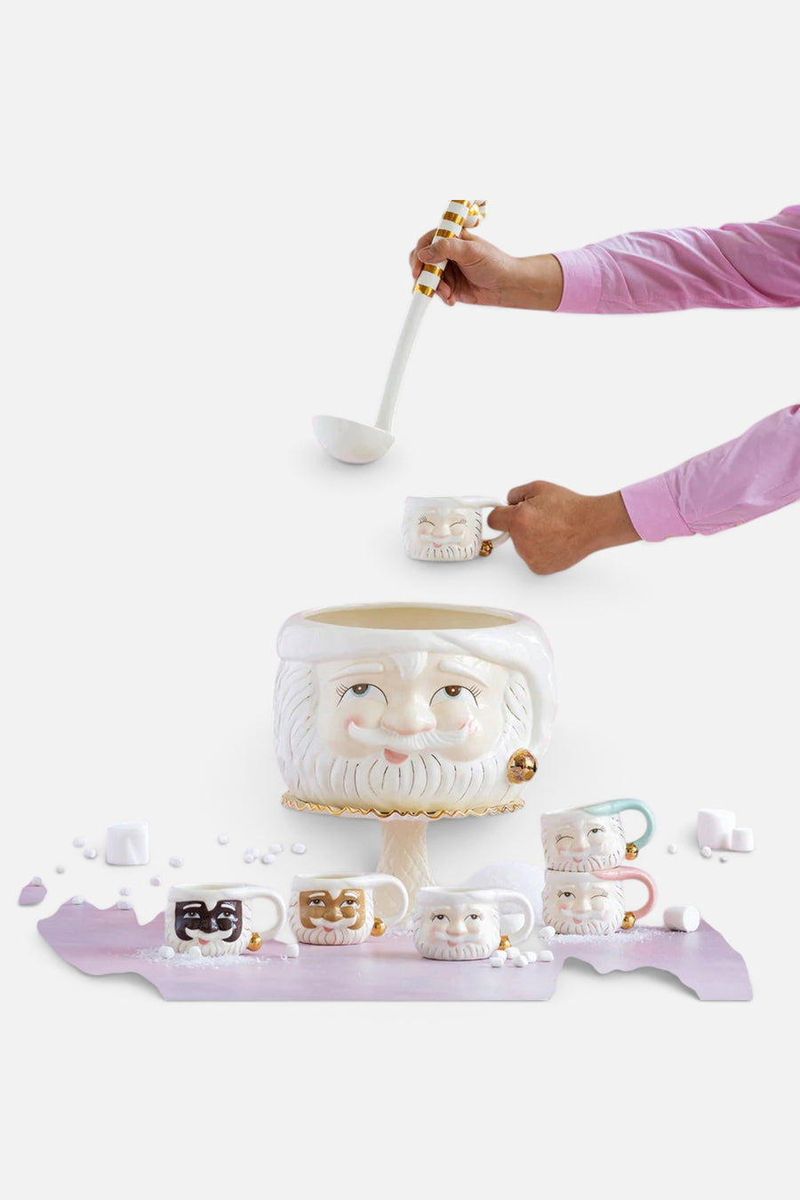 Holiday Papa Noel Winking Santa Mug, Pink – back view