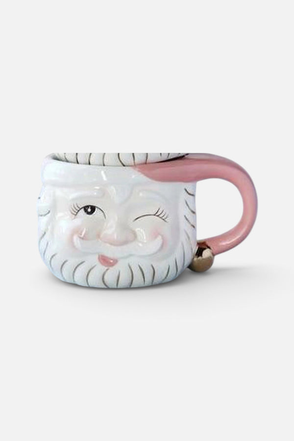 Holiday Papa Noel Winking Santa Mug, Pink