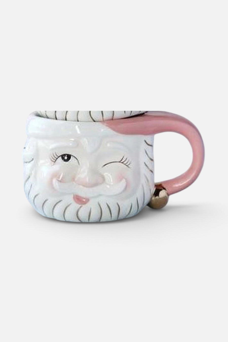 Holiday Papa Noel Winking Santa Mug, Pink – three-quarter view