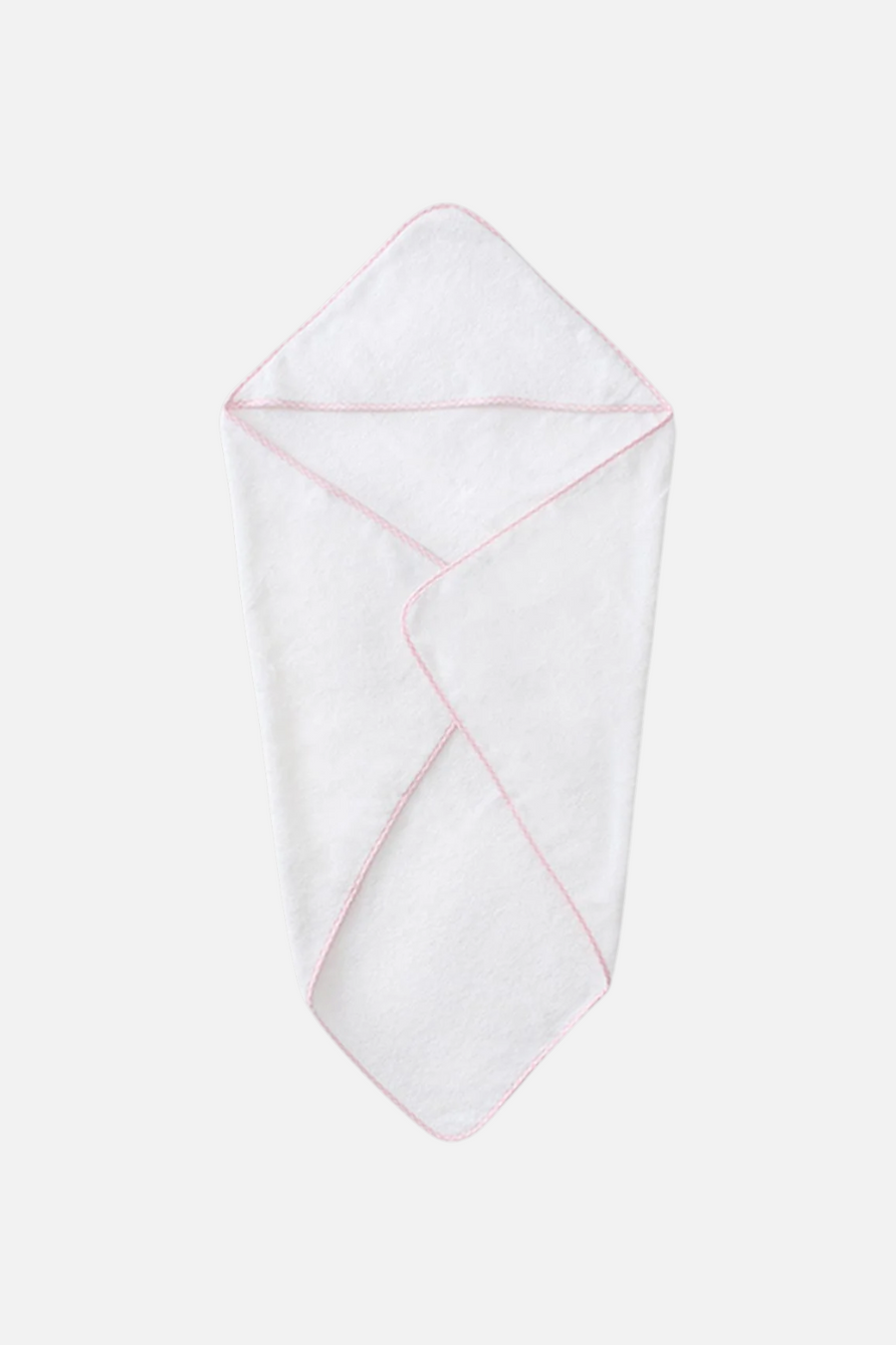 Weezie Baby Hooded Towel in Pink Gingham Trim