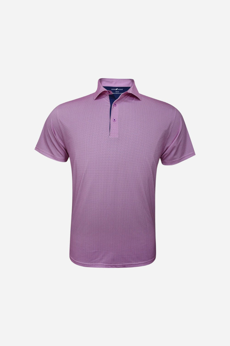 Horn Legend Checkers Performance Polo in Rose Quartz/Navy – back view