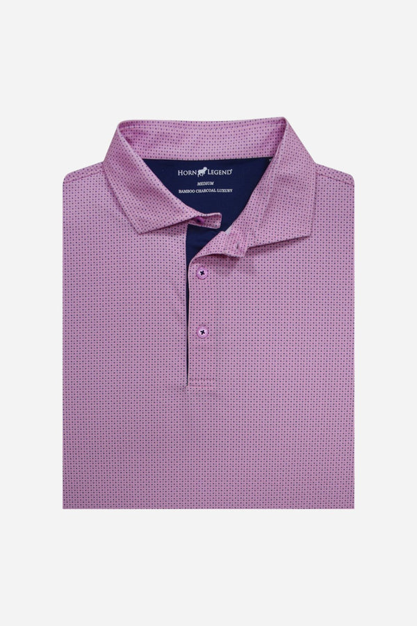 Horn Legend Checkers Performance Polo in Rose Quartz/Navy