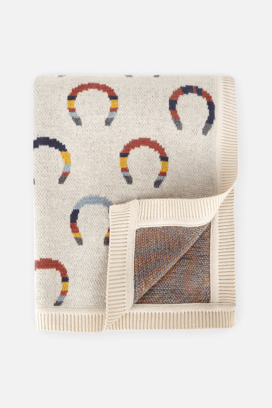 Horseshoe Jacquard Knit Baby Blanket in Natural – alternate