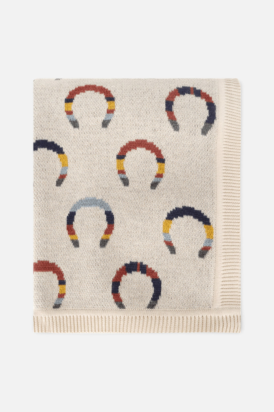 Horseshoe Jacquard Knit Baby Blanket in Natural – alternate