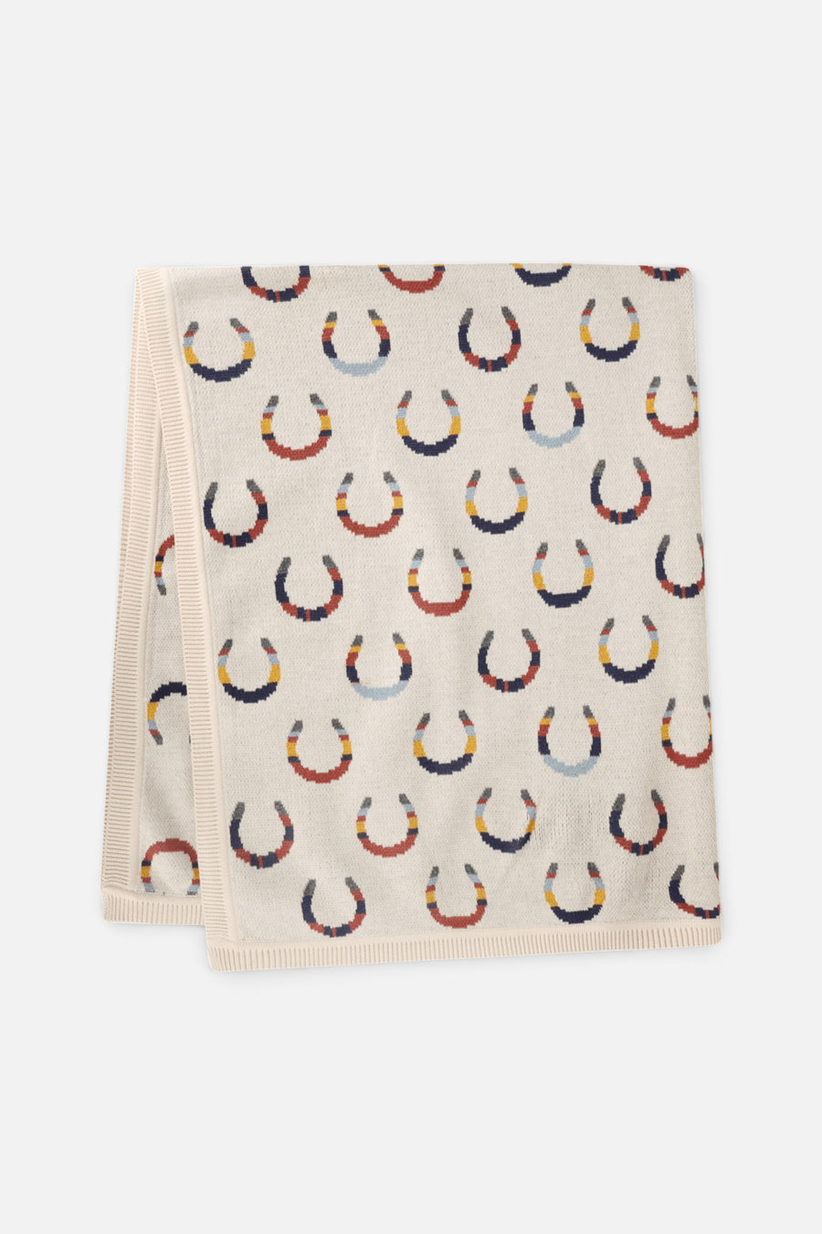 Horseshoe Jacquard Knit Baby Blanket in Natural – detail