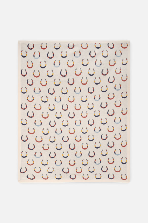 Horseshoe Jacquard Knit Baby Blanket in Natural