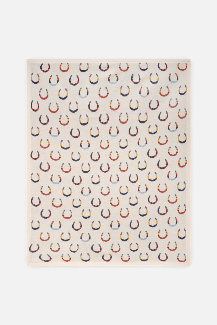 Horseshoe Jacquard Knit Baby Blanket in Natural – front view