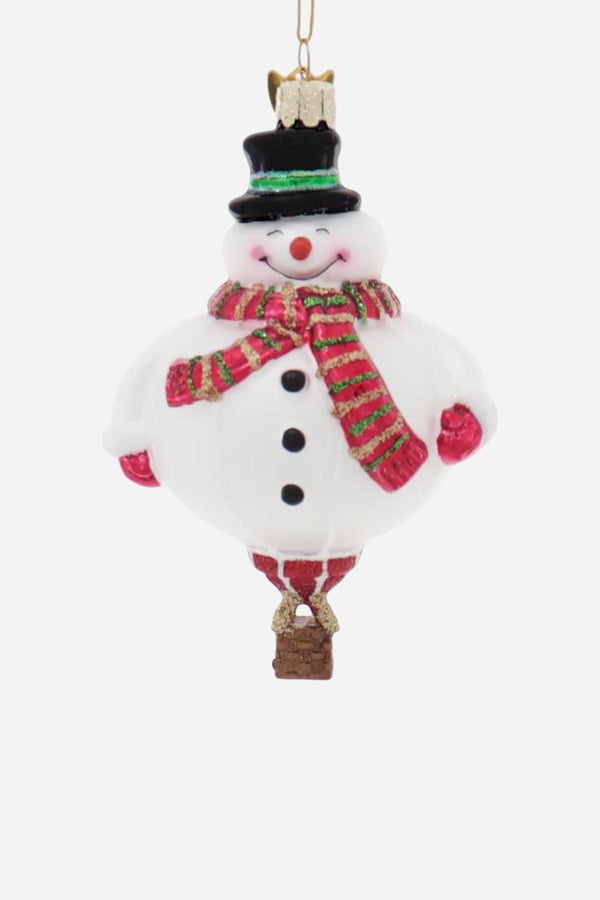 Hot Air Balloon Snowman Ornament
