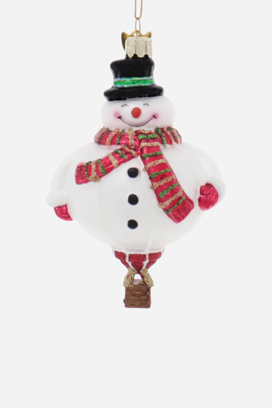 Hot Air Balloon Snowman Ornament – front view