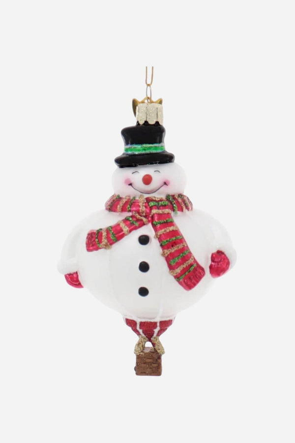 Hot Air Balloon Snowman Ornament