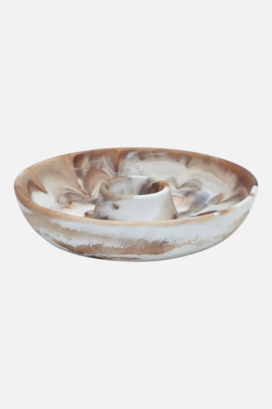 Hugo Brown Swirl Chip & Dip Bowl – front view