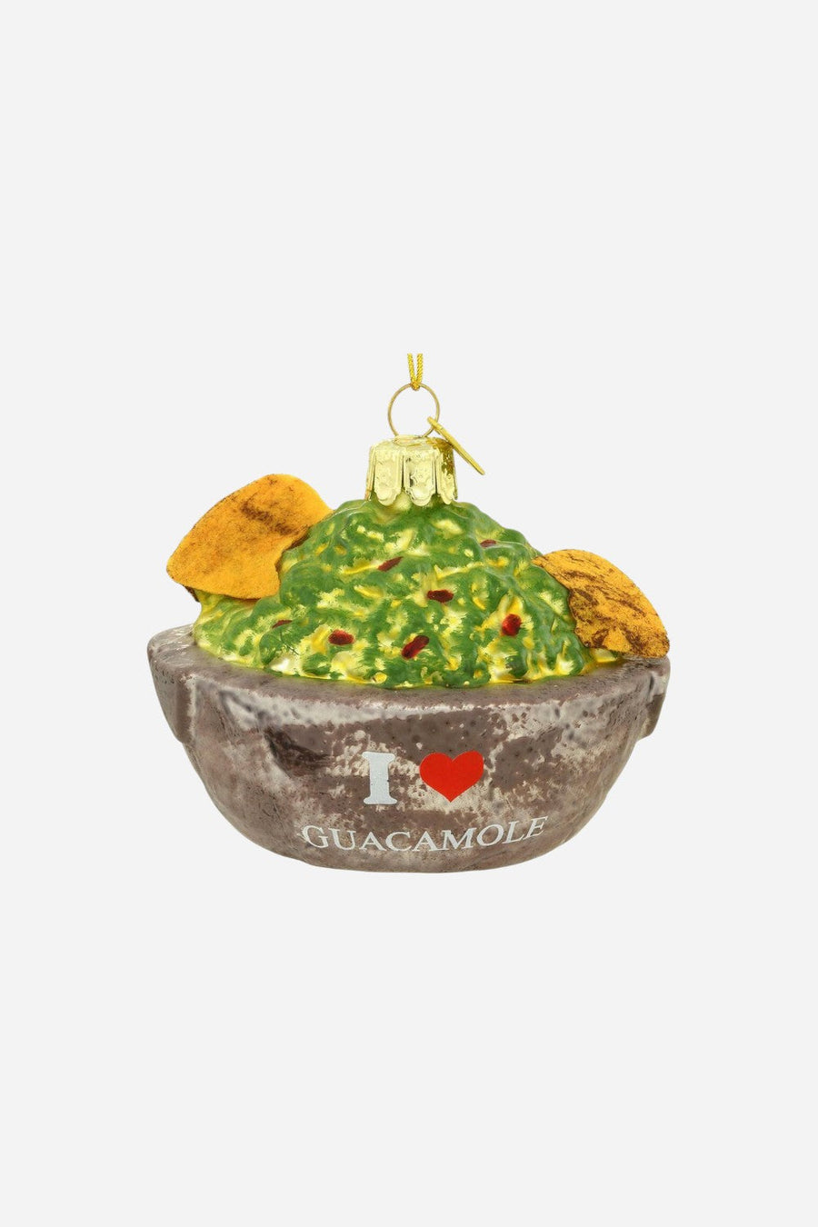 I Love Guacamole Glass Ornament – front view