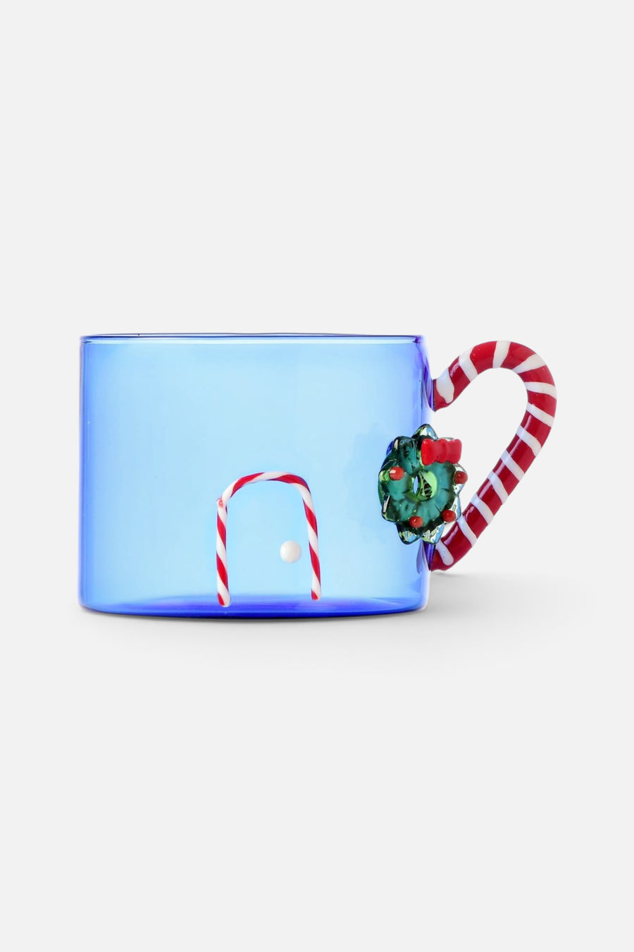 Ichendorf Sweet & Candy Blue Mug with Candy Cane Handle – front view