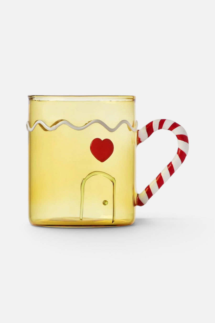 Ichendorf Sweet & Candy Yellow Mug with Candy Cane Handle, Raspberry – front view