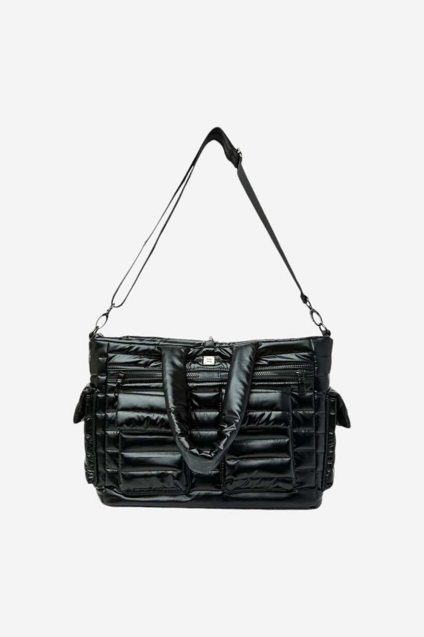 THINK ROYLN Two Faced Reversible Tote in Pearl Black