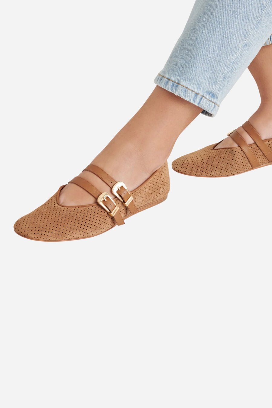 Dolce Vita Baylee Ballet Flats Pecan Perforated Suede