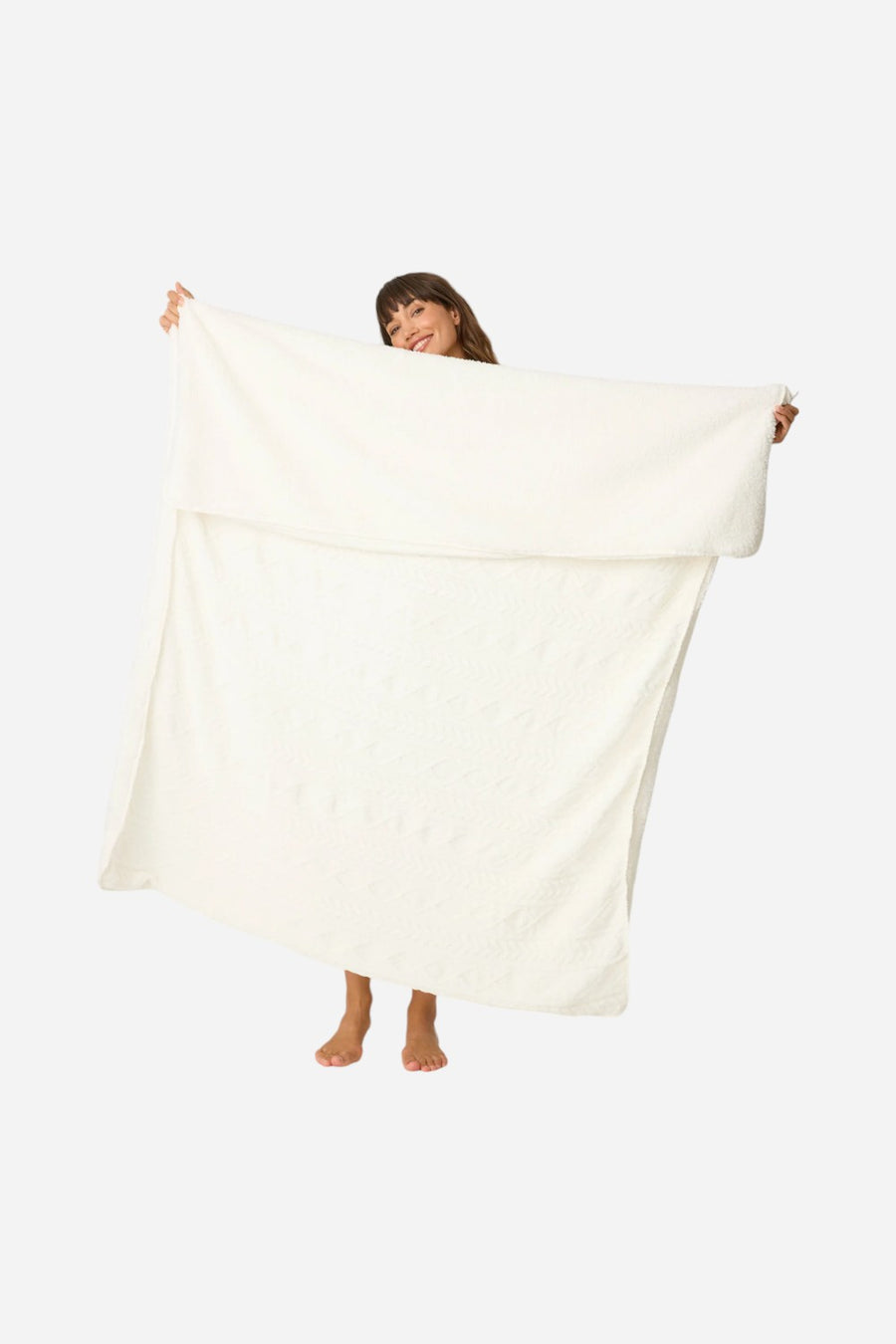 PJ Salvage Cable Crew Lounge Blanket in Ivory