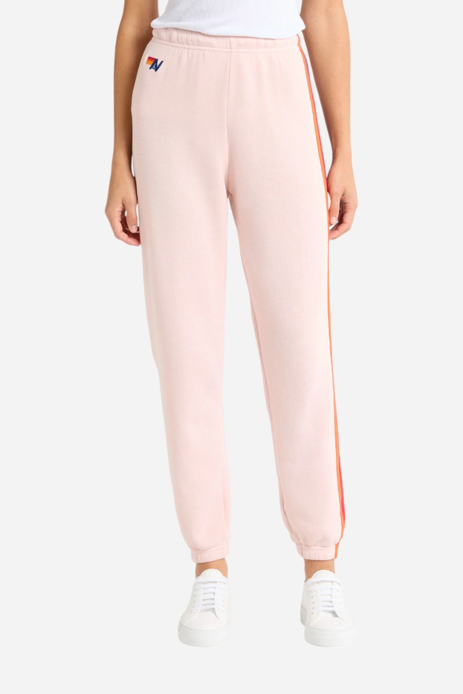 Aviator Nation 5 Stripe Sweatpants in Light Pink