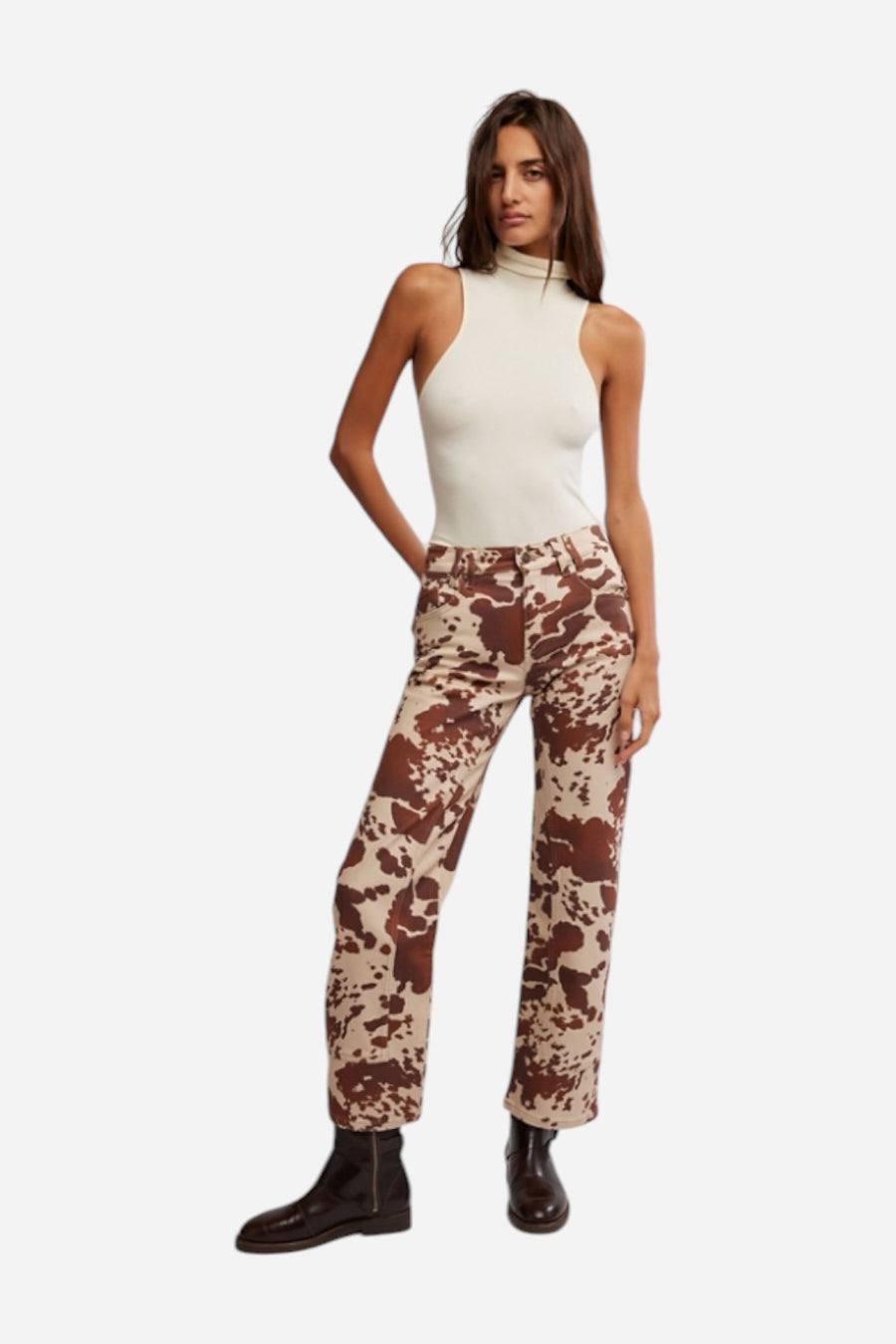 Free People Risk Taker Printed Pant in Tea Combo