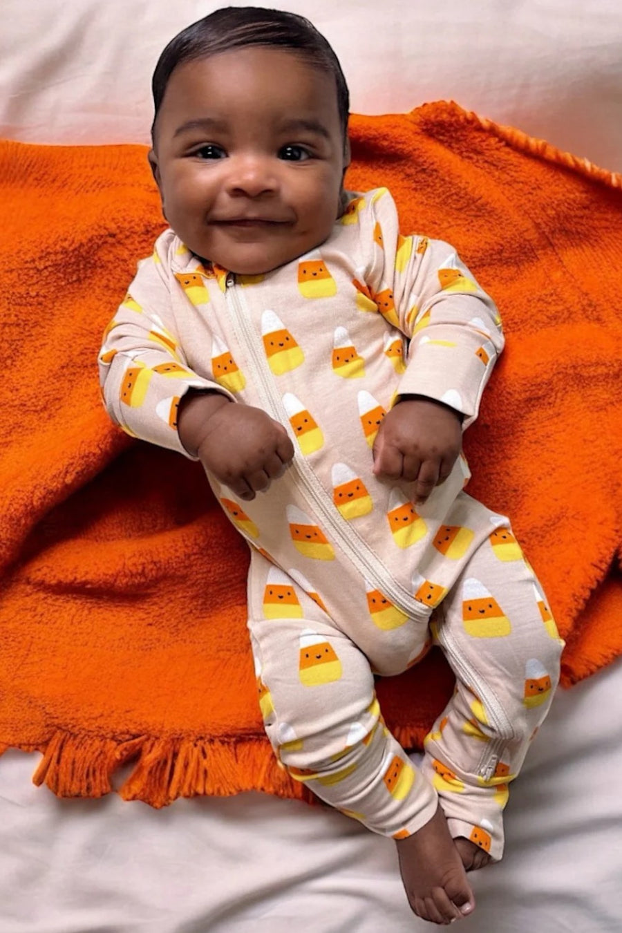 Spearmint Love 2-Way Convertible Zip Romper in Candy Corn