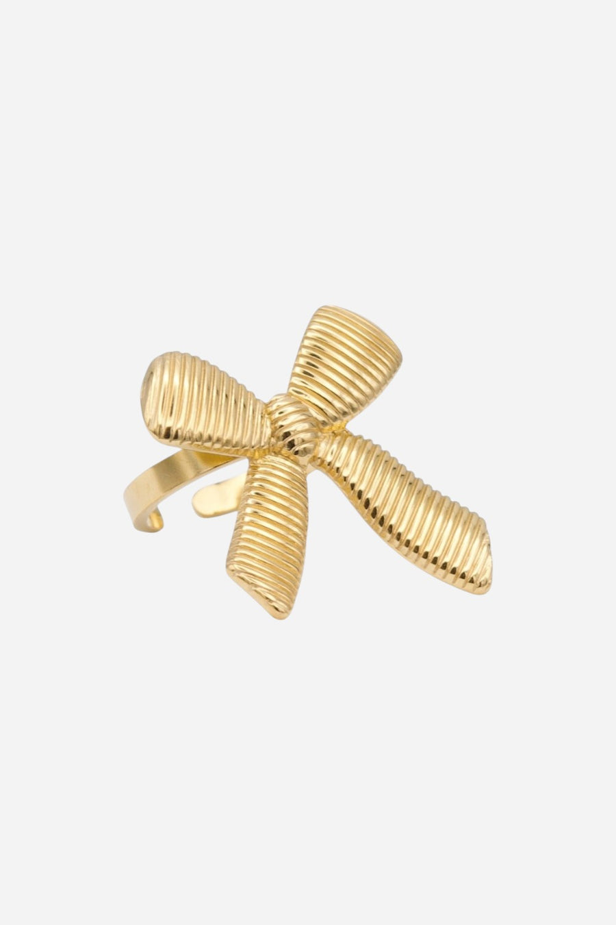 Farrah B Straight Laced Bow Ring in Gold