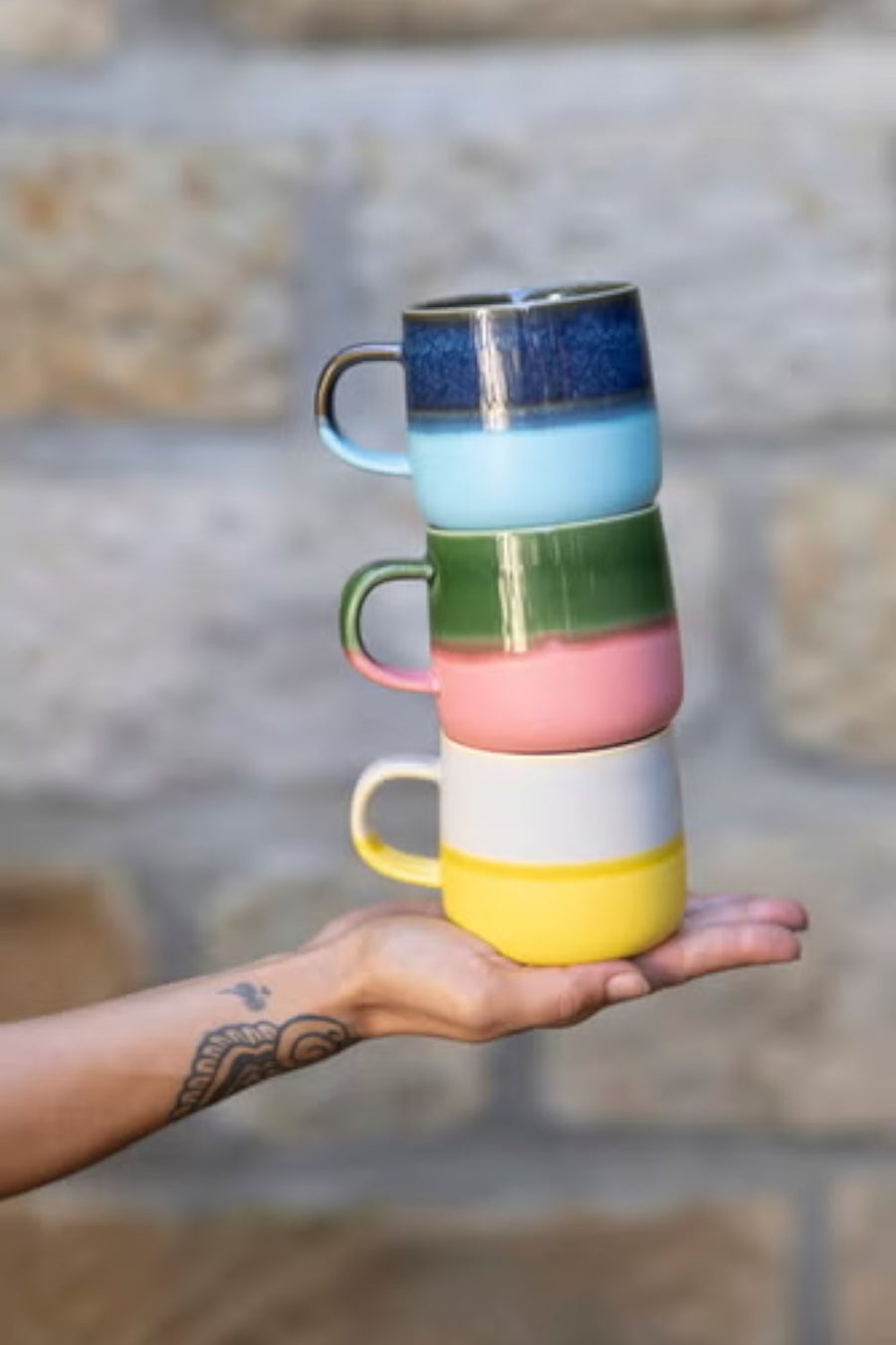 Tranquillo Industrial Mug in Light Gray & Yellow