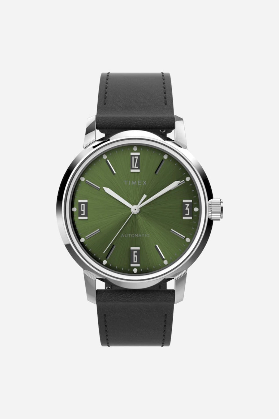 Timex Marlin Automatic 40mm Leather Strap Watch in Green