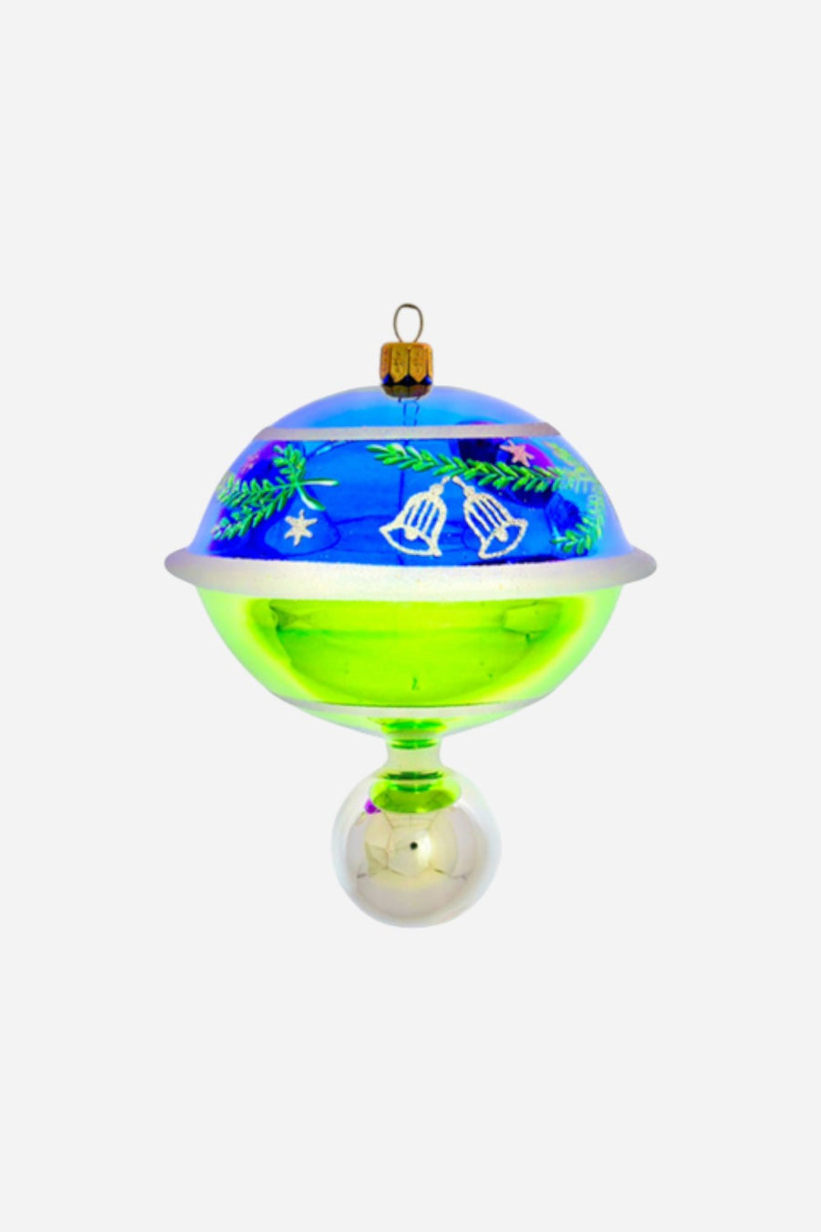 Old Country Top Ornament in Green & Blue