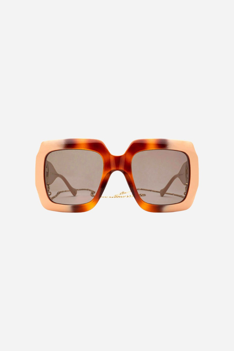 Gucci Havana/Ivory Chain Sunglasses - Gg1022s-003 54 – CHROME display picture 1