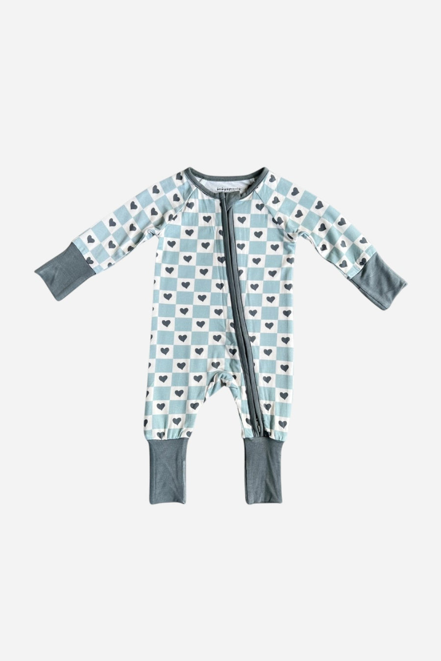 Babysprouts Clothing Long Sleeve Zip Romper Checkered Boy's Hearts