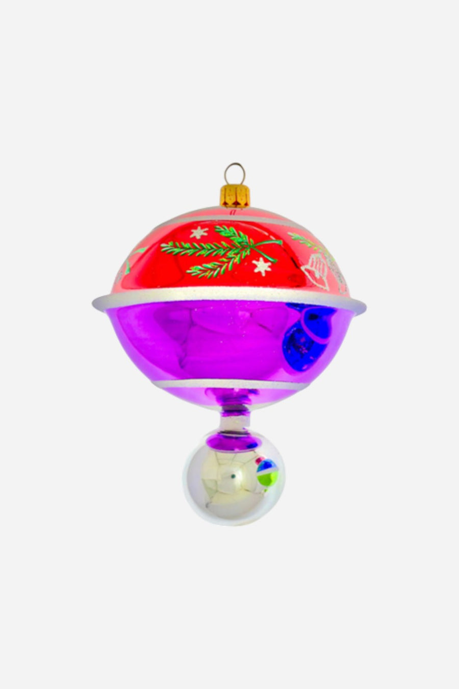 Old Country Top Ornament in Red & Purple