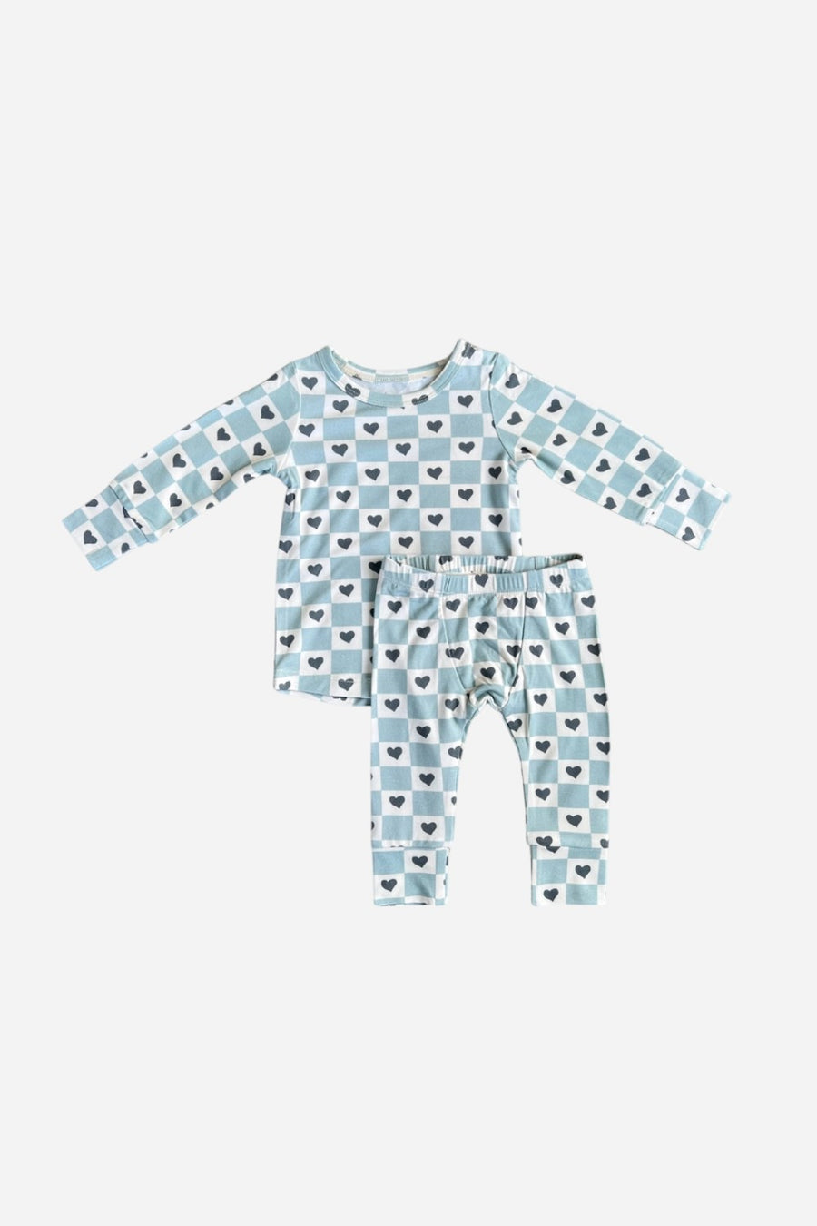 Babysprouts Clothing Bamboo Lounge Set in Checkered Boy's Hearts