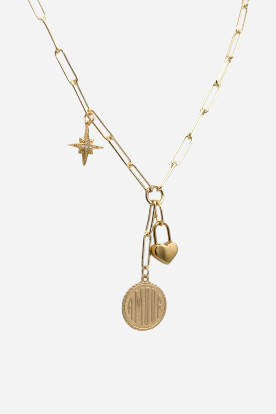 Farrah B Lovestruck Charm Necklace in Gold
