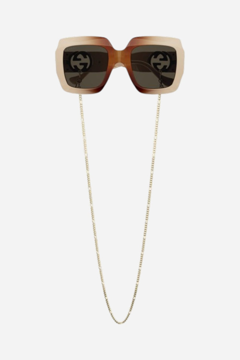 NEW GG1022S 003 GUCCI SUNGLASSES, WOMEN HAVANA GUCCI EYEWEAR WITH CHAIN Gucci Havana/Ivory Chain Sunglasses - Gg1022s-003 54 – CHROME main image 3