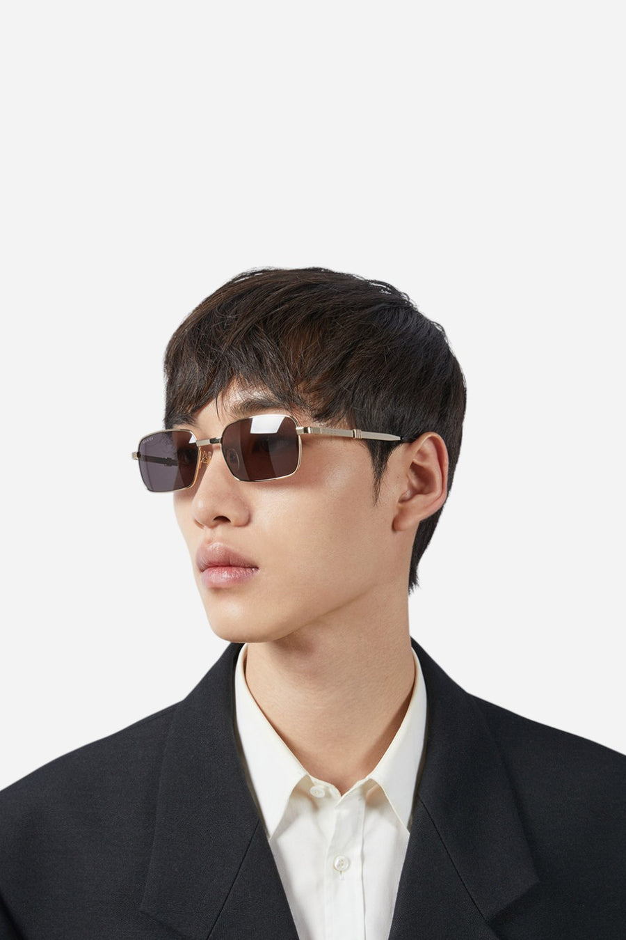Gucci Gold/Grey Slim Rectangle Sunglasses - Gg1495s-001 56