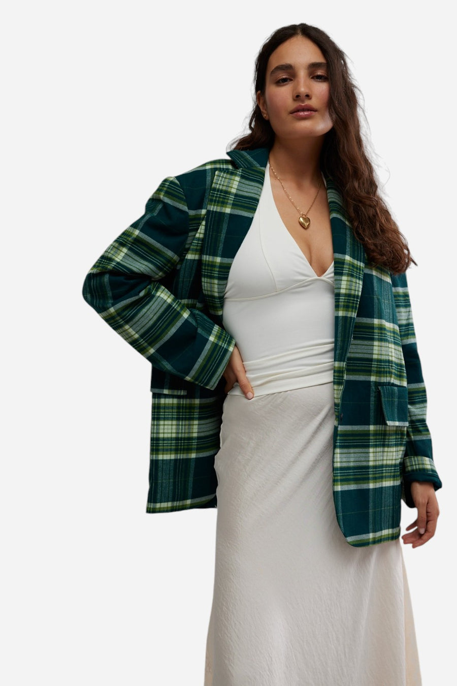 Free People Reggie Blazer in Green Combo