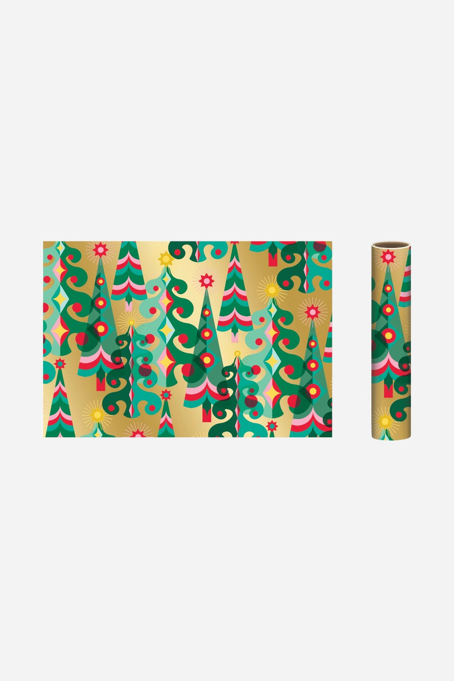 Punch Studio Gold Trees Continuous Roll Wrapping Paper