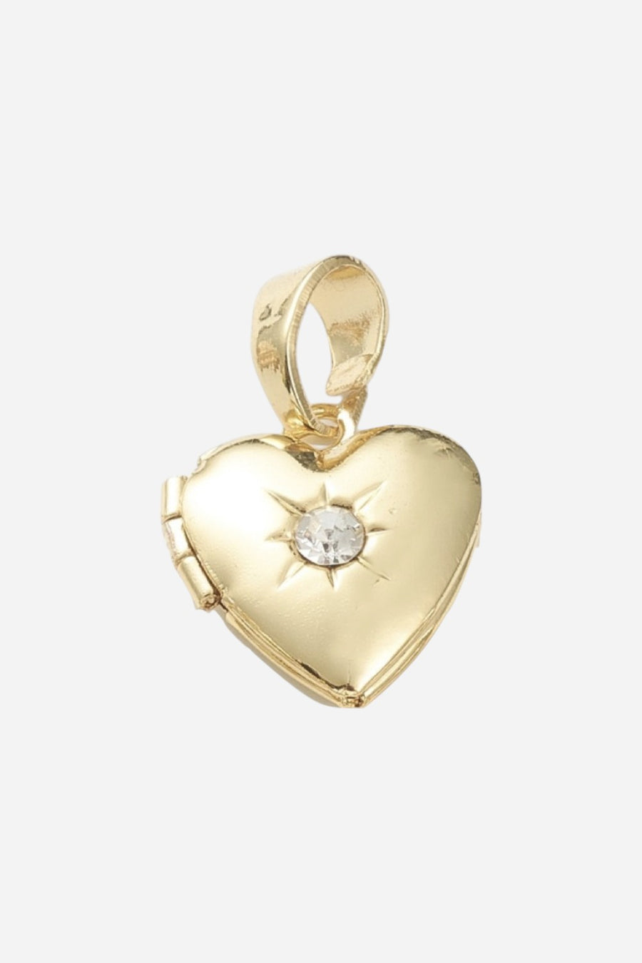 Farrah B Locket Heart Cz Charm - Gold