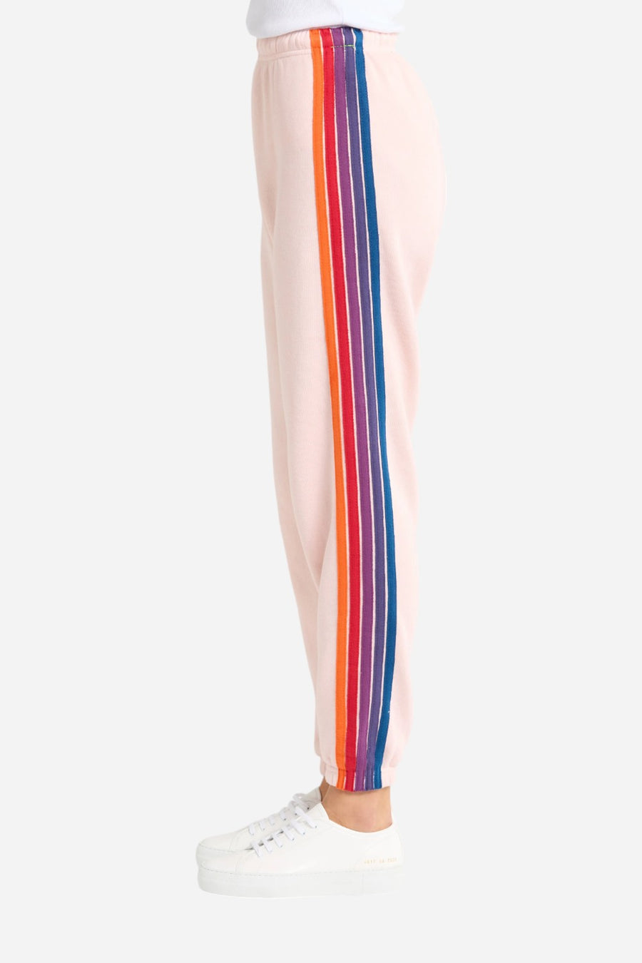 Aviator Nation 5 Stripe Sweatpants in Light Pink
