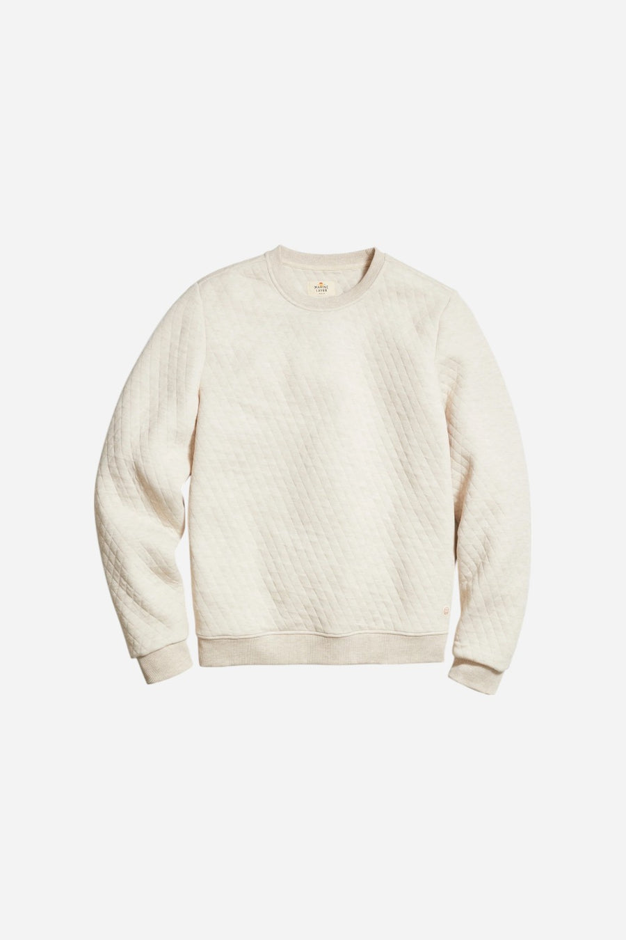 Marine Layer Corbet Quilted Crewneck in Dark Oat Heather