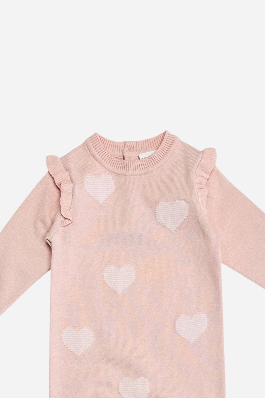 Viverano Hearts Jacquard Knit Baby Jumpsuit in Pink