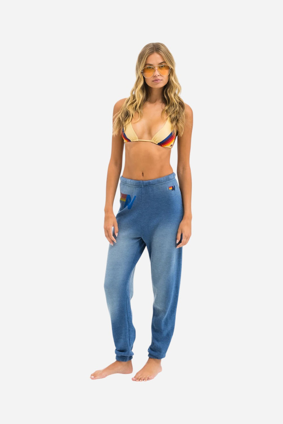 Aviator Nation Vintage Logo Sweatpants in Faded Water