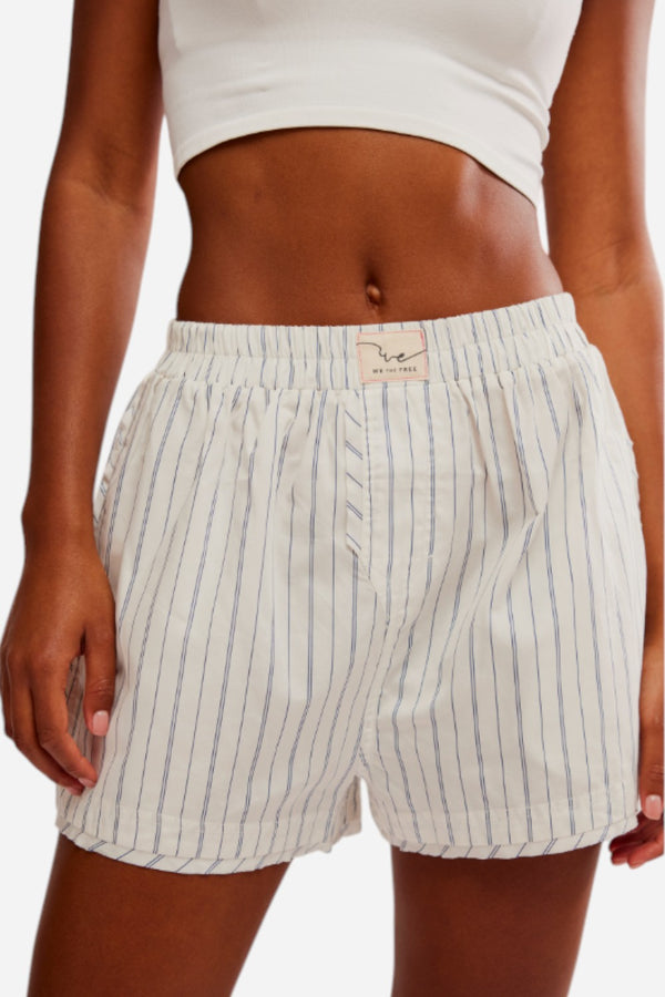 Free People Day to Day Striped Boxer in Ivory Combo
