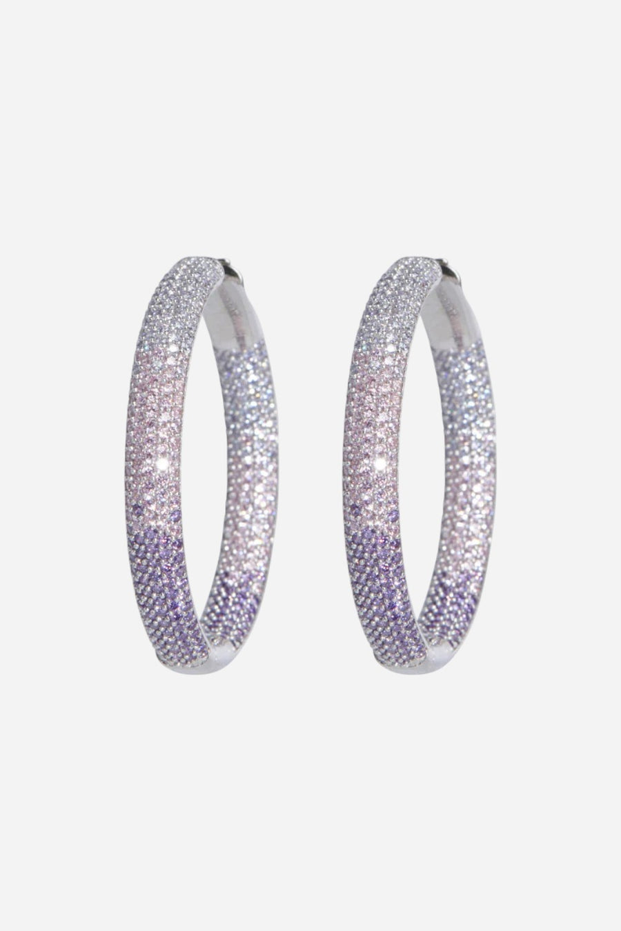 Nicko Rey Tire Hoops in Silver with Purple Ombre Stones
