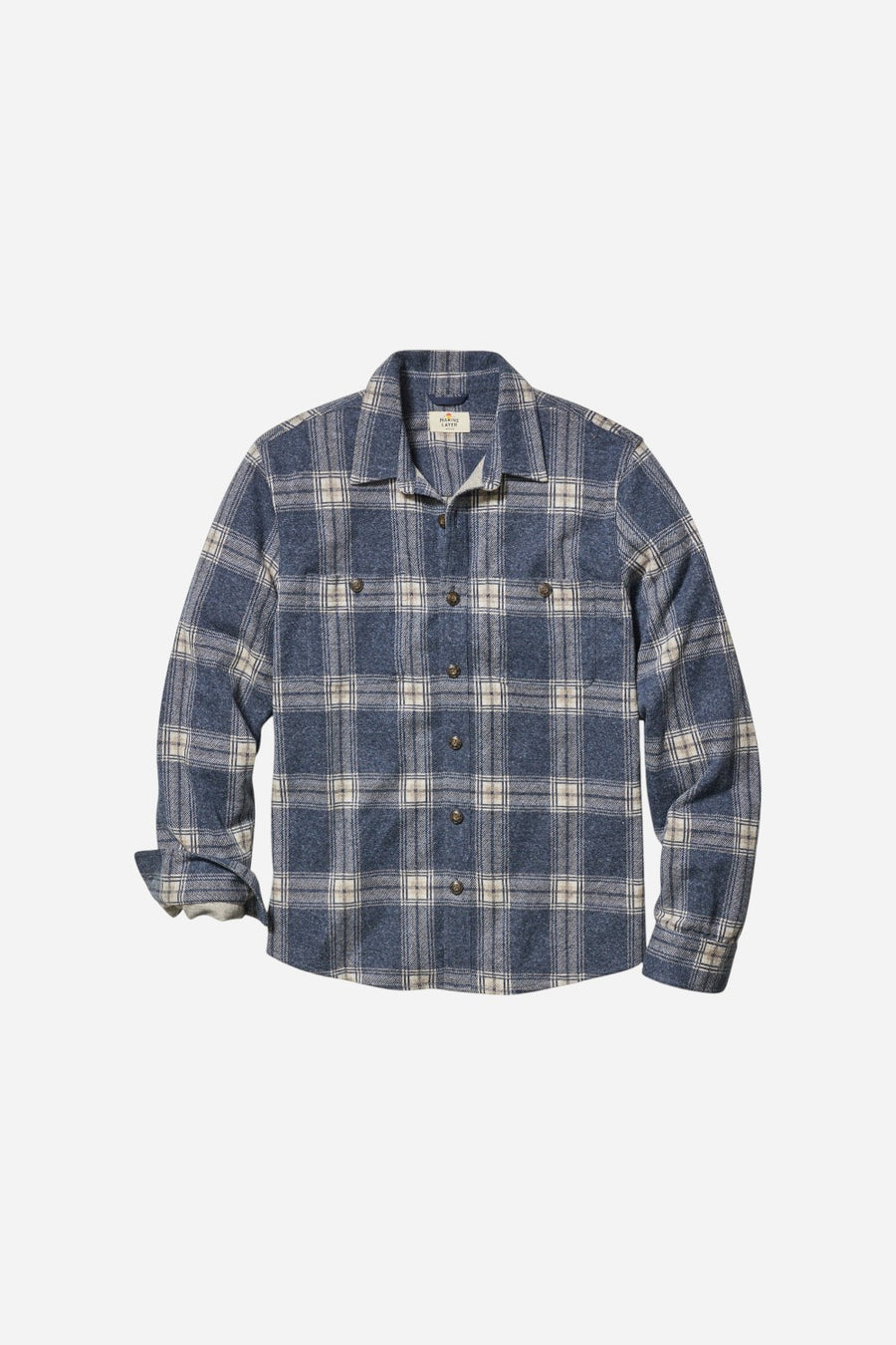 Marine Layer Pacifica Stretch Twill Shirt in Dark Blue Plaid