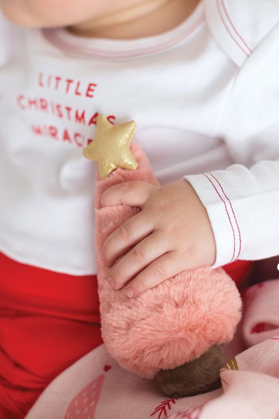 Pink Tree Baby Swaddle with Plush Rattle