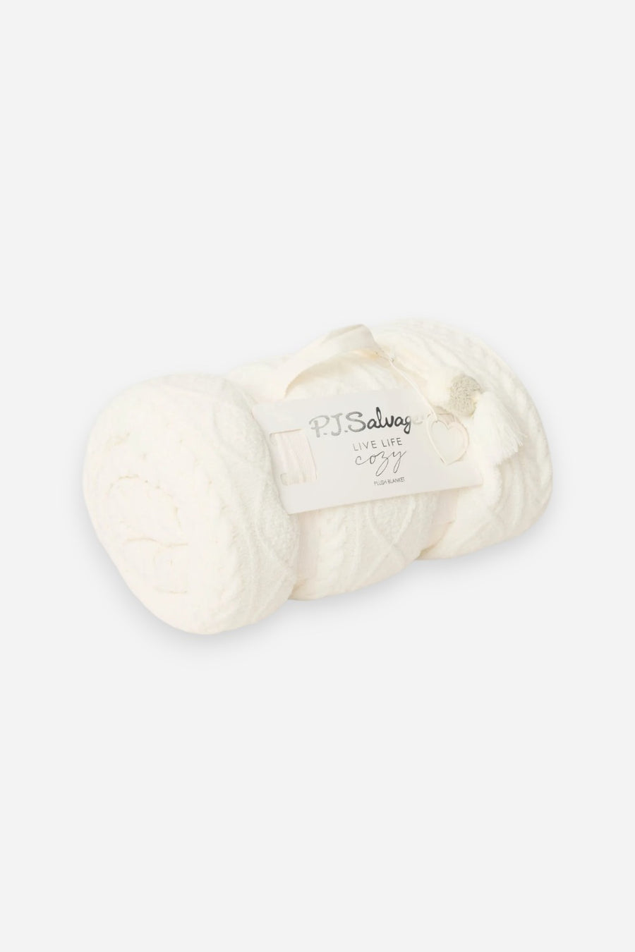 PJ Salvage Cable Crew Lounge Blanket in Ivory
