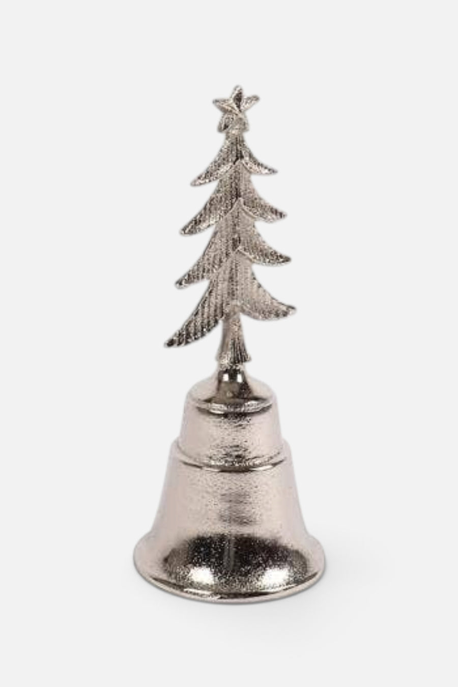 India Handicrafts Christmas Tree Bell in Silver – back view