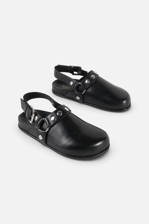 Intentionally Blank Agacia Leather Slingback Mule in Black