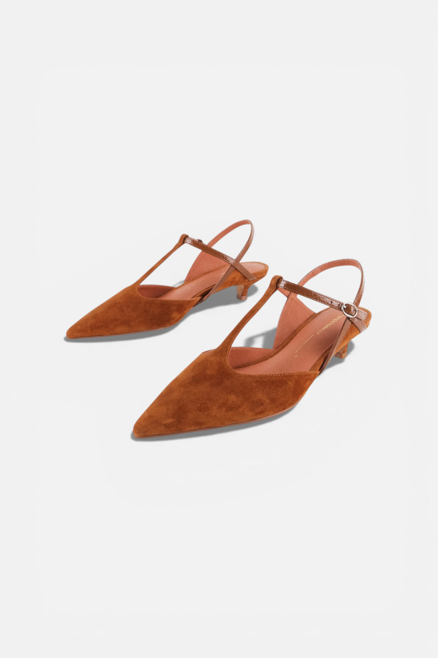Intentionally Blank Bbgirl Kitten Heel Pump in Whiskey Suede – detail